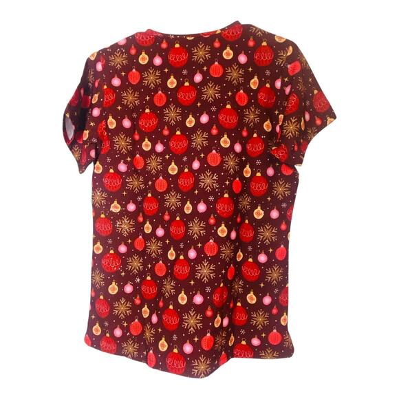 Revel Premium Stretch Scrub Top Christmas V Neck Multicolor Medium Lot of 5 - Picture 4 of 12